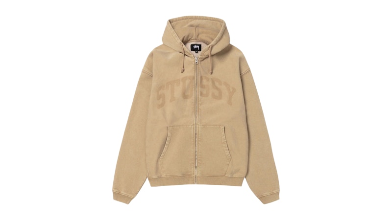 Stussy Faded Graphic Zip Hoodie Washed Beige
