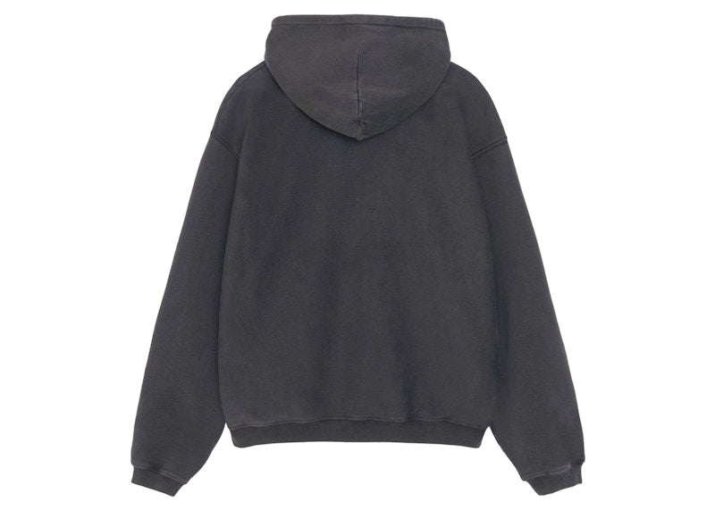Stussy Faded Graphic Zip Hoodie Washed Black