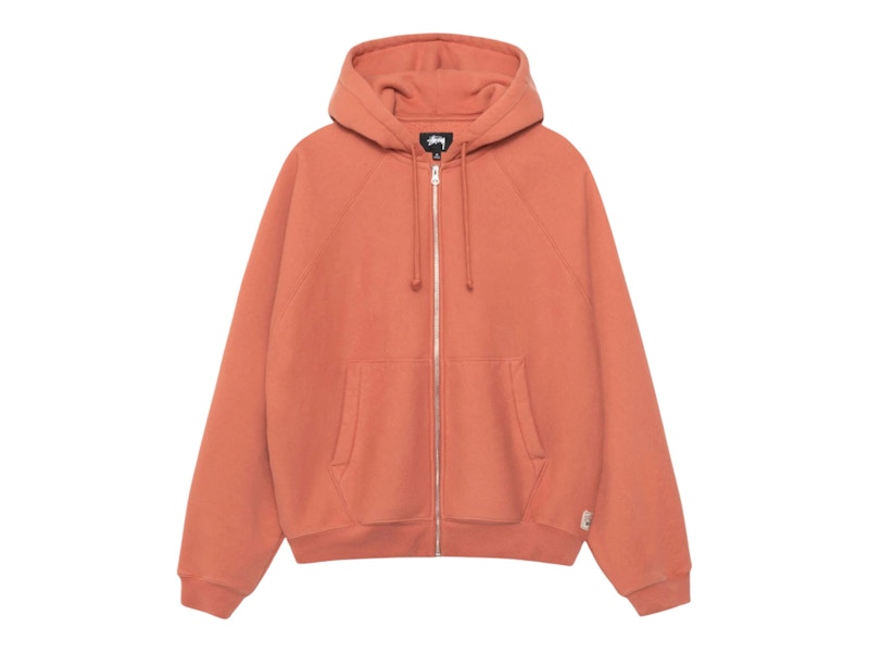 Stussy Fleece Raglan Zip Hoodie Brick