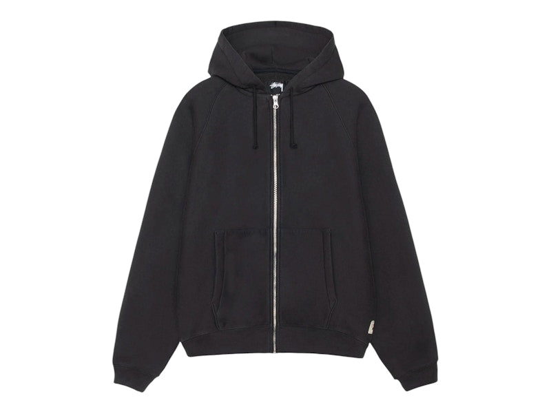 Stussy Fleece Raglan Zip Hoodie Washed Black