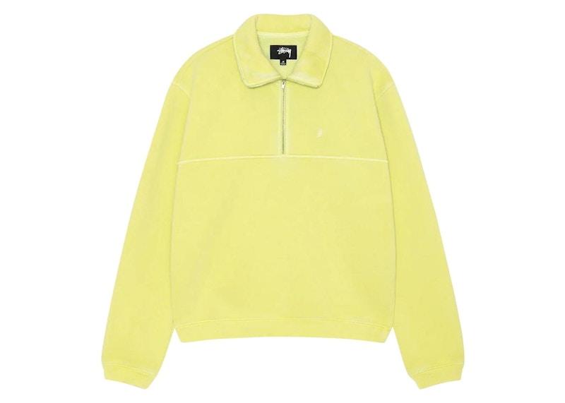 Stussy Fleece Zip Mock Hoodie Lime