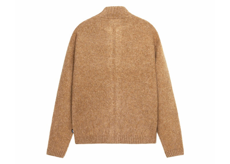 Stussy Full Zip Brushed Merino Sweater Camel