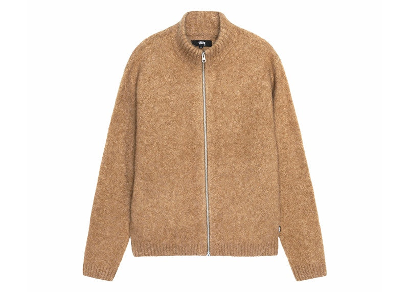 Stussy Full Zip Brushed Merino Sweater Camel