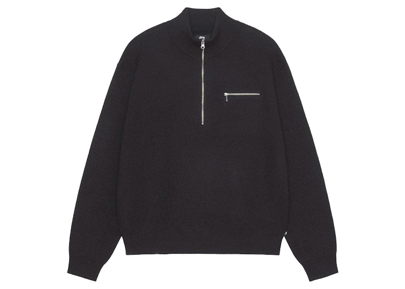 Stussy Half Zip Mock Neck Sweater Black