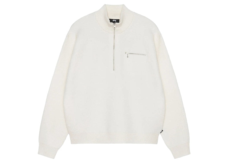 Stussy Half Zip Mock Neck Sweater Ivory