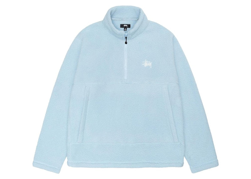 Stussy Half Zip Mock Polar Fleece Hoodie Blue
