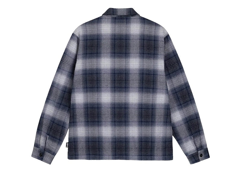 Stussy Jack Shadow Plaid Zip Shirt Navy