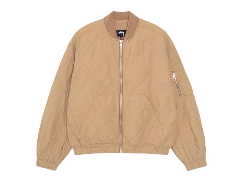 Stussy Lightweight Cotton Bomber Jacket Khaki