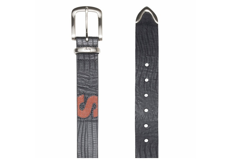 Stussy Lizard Texture Underlay Belt Black
