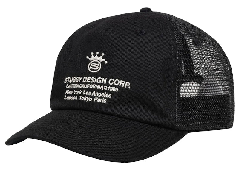 Stussy Low Profile Design Corp Trucker Snapback Black