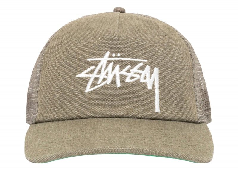 Stussy Mid Depth Big Stock Mesh Snapback Army Green