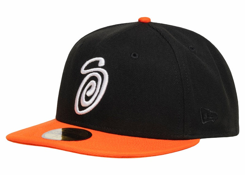 Stussy New Era Swirly S 59Fifty Fitted Cap Black/Orange