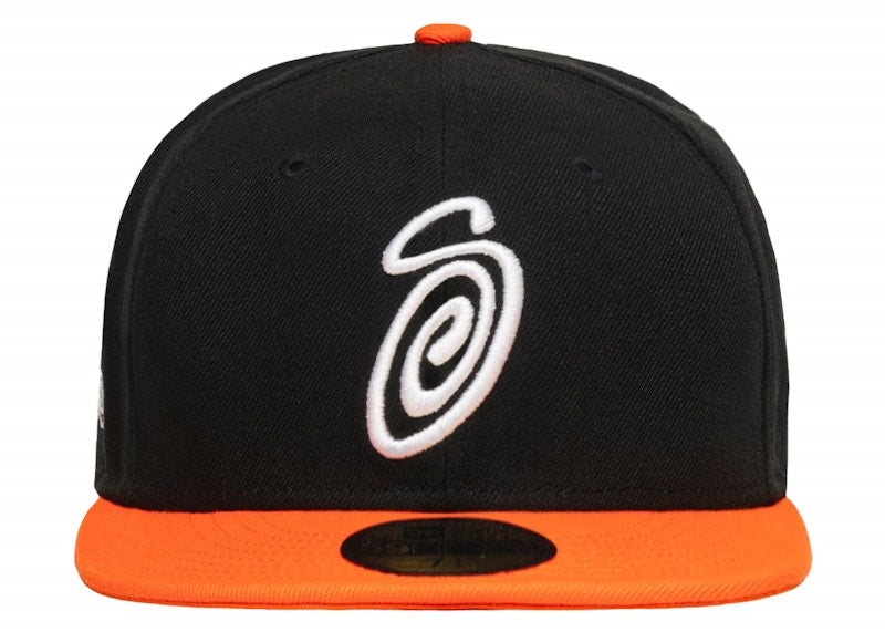 Stussy New Era Swirly S 59Fifty Fitted Cap Black/Orange