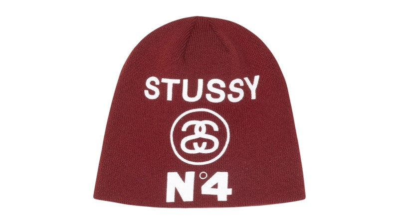 Stussy Number 4 Skullcap Beanie Maroon