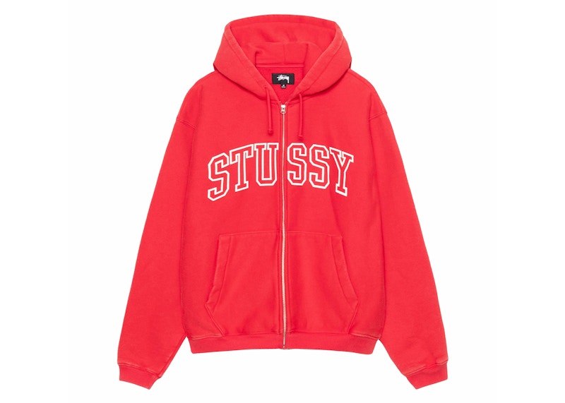 Stussy Outline Zip Hoodie Red