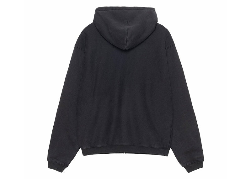 Stussy Outline Zip Hoodie Washed Black