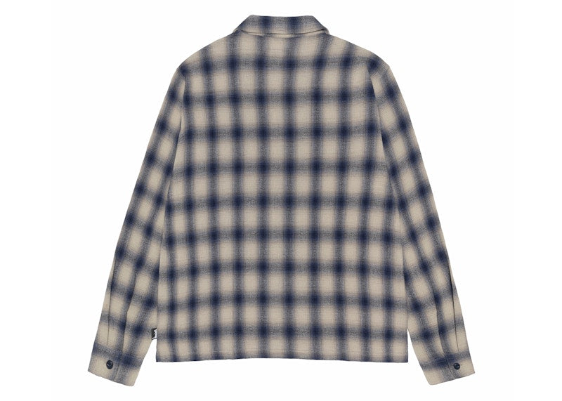 Stussy Plaid Twisted Yarn Zip Shirt Natural