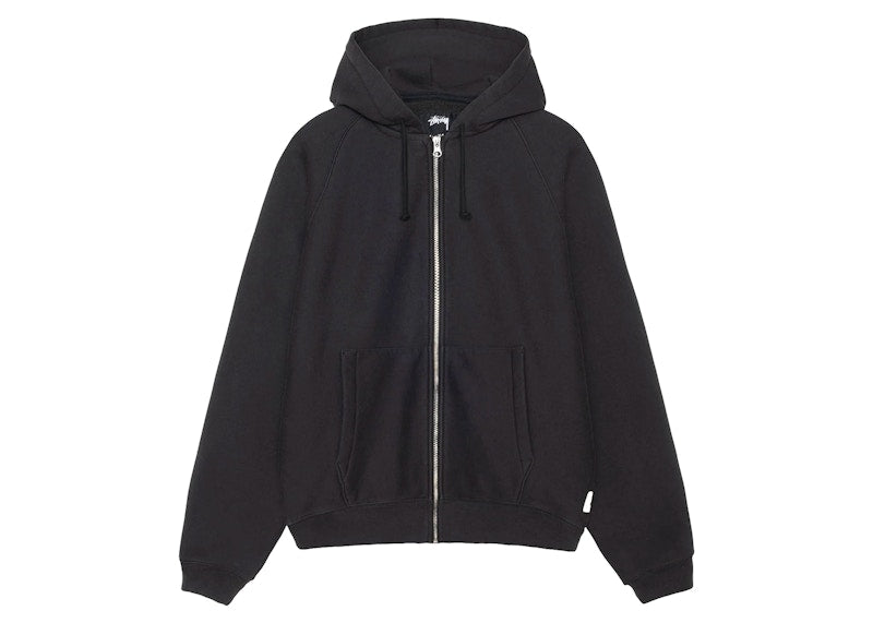Stussy Raglan Zip Hoodie Washed Black