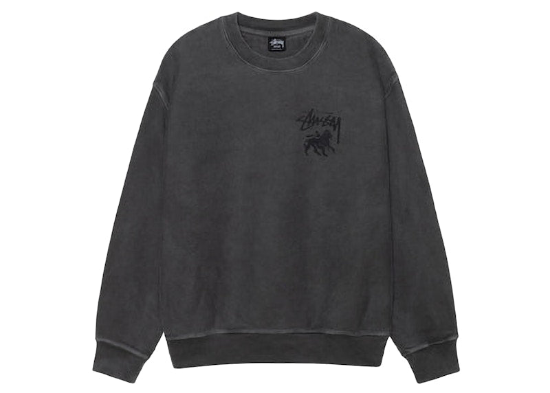 Stussy Rasta Lion Pigment Dyed Crew Black