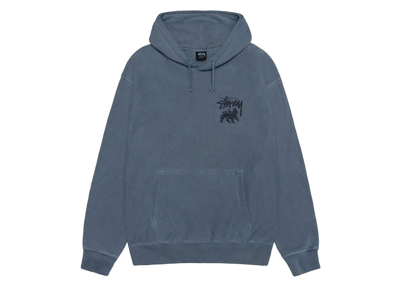 Stussy Rasta Lion Pigment Dyed Hoodie Navy