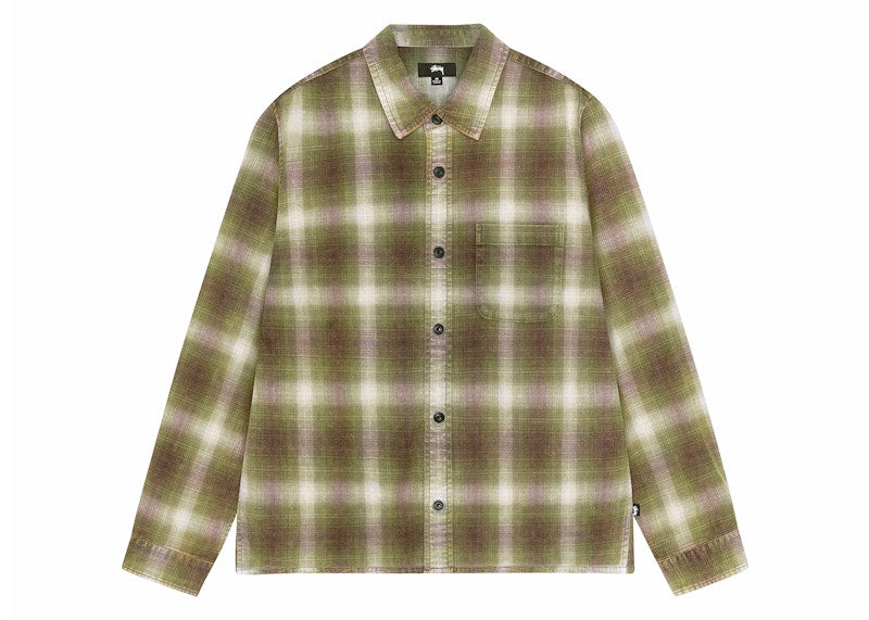 Stussy Rocco Flannel Plaid Shirt Green