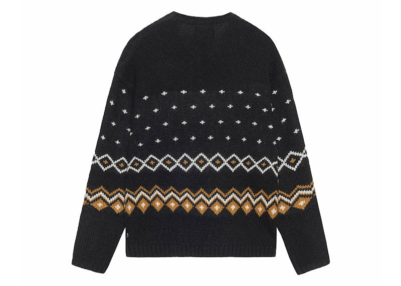 Stussy Roll Neck Fairisle Sweater Charcoal