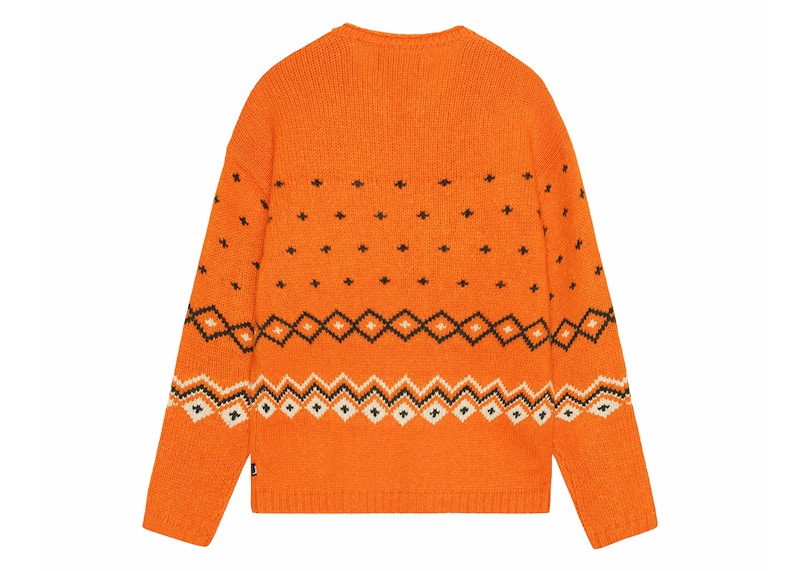 Stussy Roll Neck Fairisle Sweater Orange