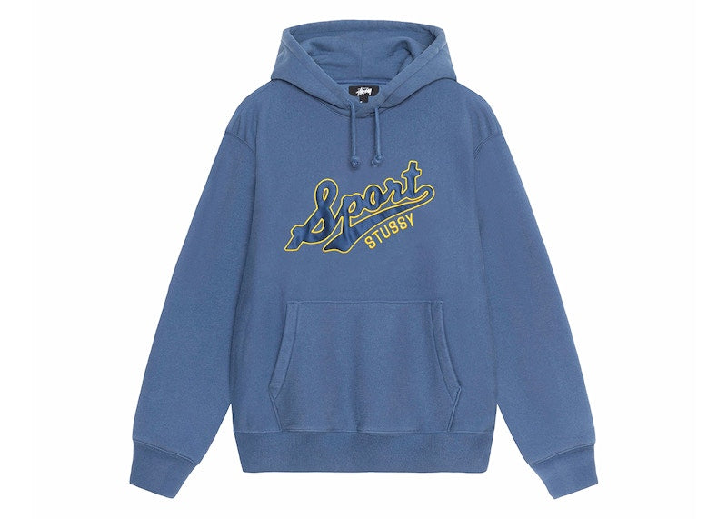 Stussy Satin Patch Oversized Hoodie Blue