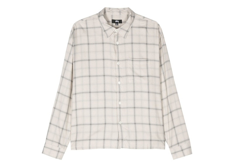 Stussy Shadow Plaid Rayon Shirt Natural