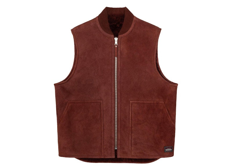Stussy Shearling Workgear Vest Burgundy