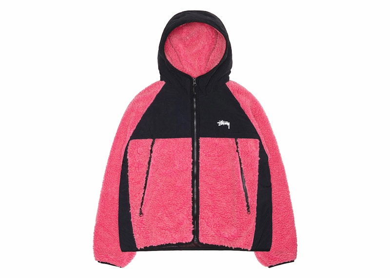 Stussy Sherpa Paneled Hooded Jacket Pink