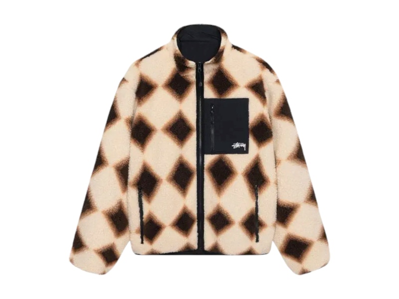 Stussy Sherpa Reversible Diamond Jacket Tan