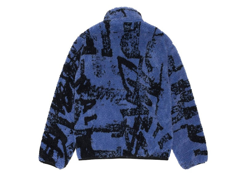 Stussy Sherpa Reversible Stamp Jacket Blue