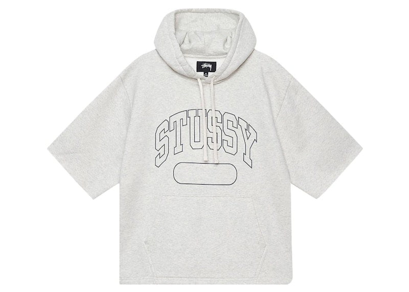 Stussy Short-Sleeve Boxy Cropped Hoodie Ash Heather
