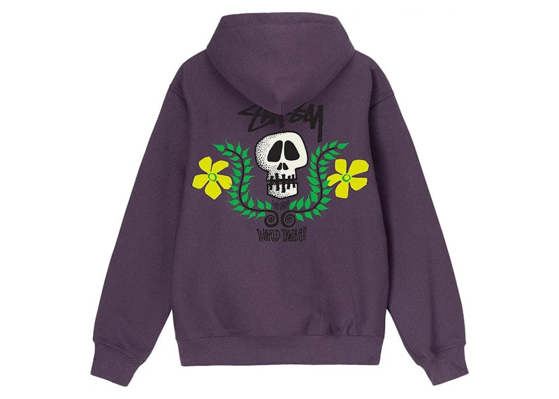 Stussy Skull Crest Zip Hoodie Grape