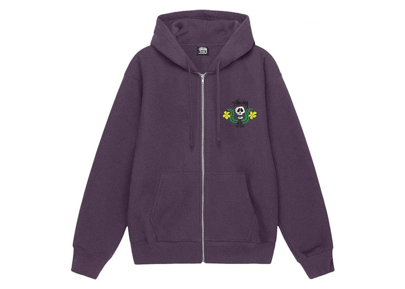 Stussy Skull Crest Zip Hoodie Grape