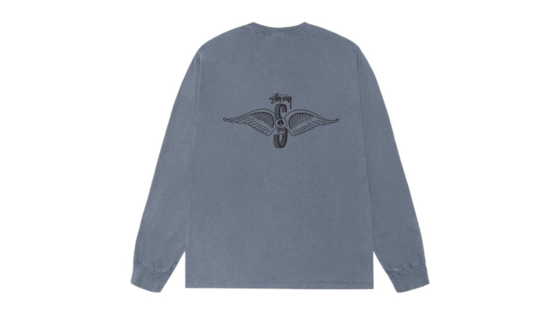 Stussy Skull Wings L/S Pigment Dyed Tee Navy