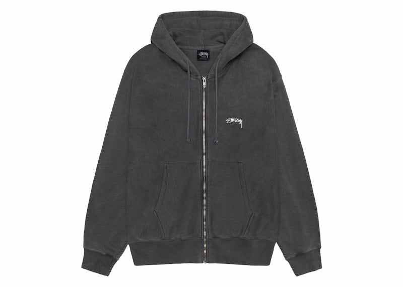 Stussy Smooth Stock Pigment Dyed Zip Hoodie Black