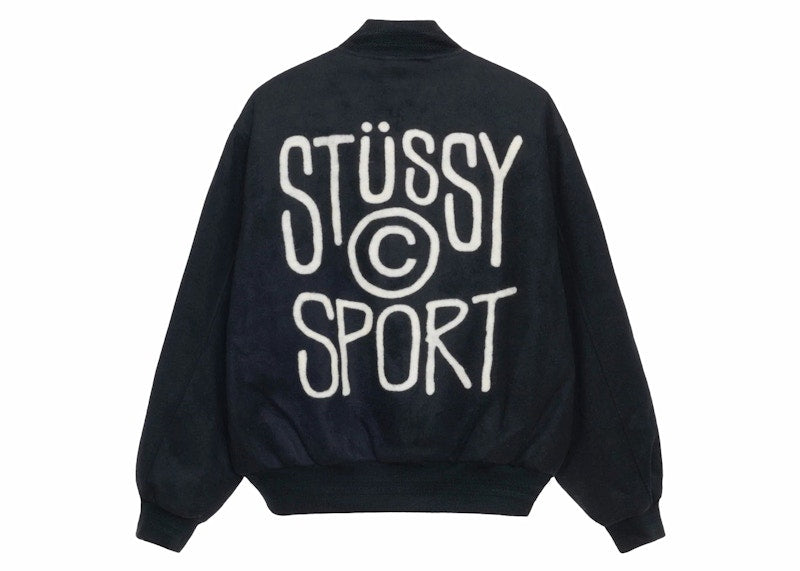 Stussy Sport Melton Varsity Jacket Black