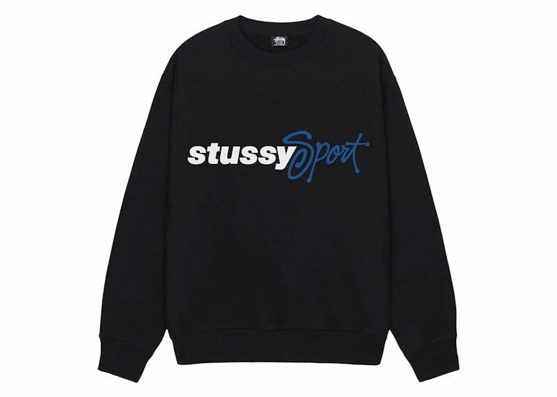 Stussy Sport Script Crew Black