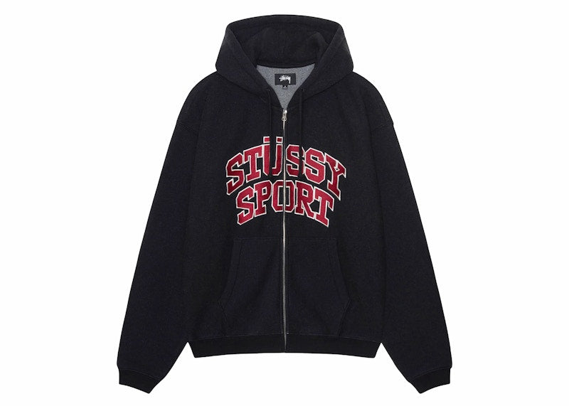 Stussy Sport Zip Hoodie Washed Black