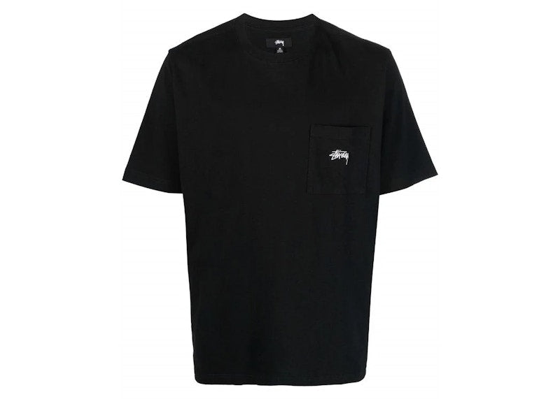 Stussy Stock Logo Pocket Crew Tee Black
