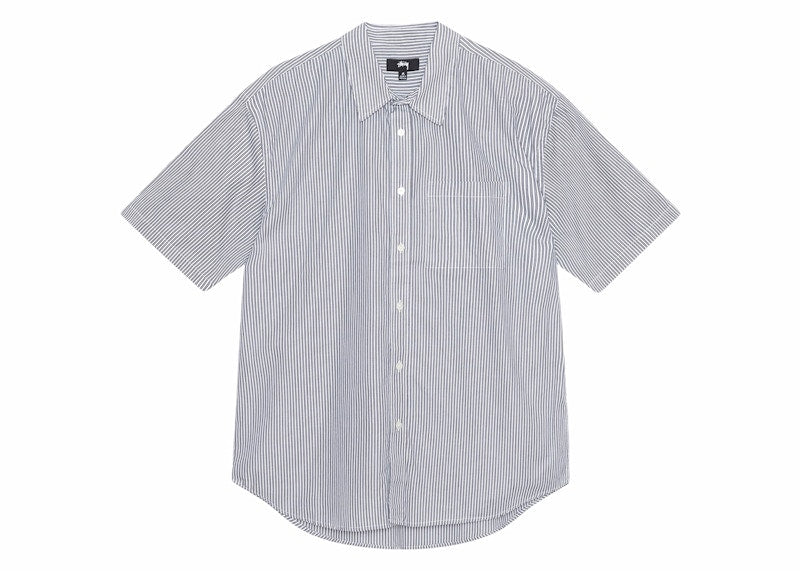 Stussy Stripe Boxy S/S 8 Ball Shirt Navy