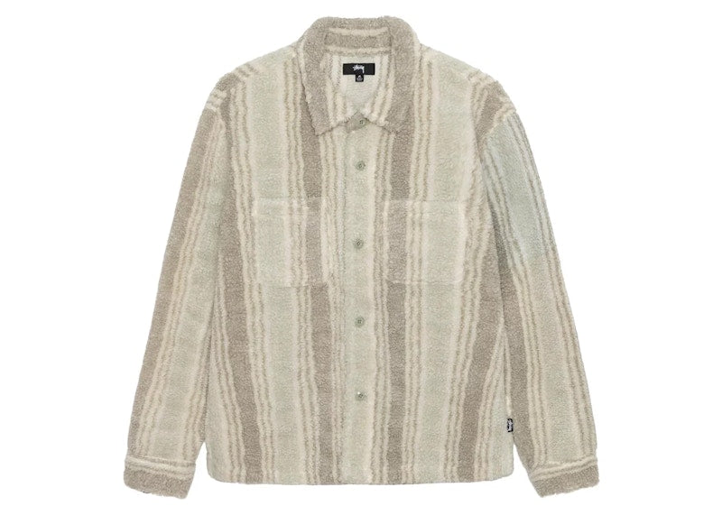 Stussy Stripe Sherpa Shirt Natural
