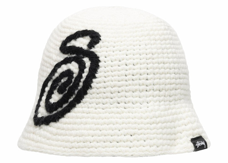 Stussy Swirly S Knit Bucket Hat Bone