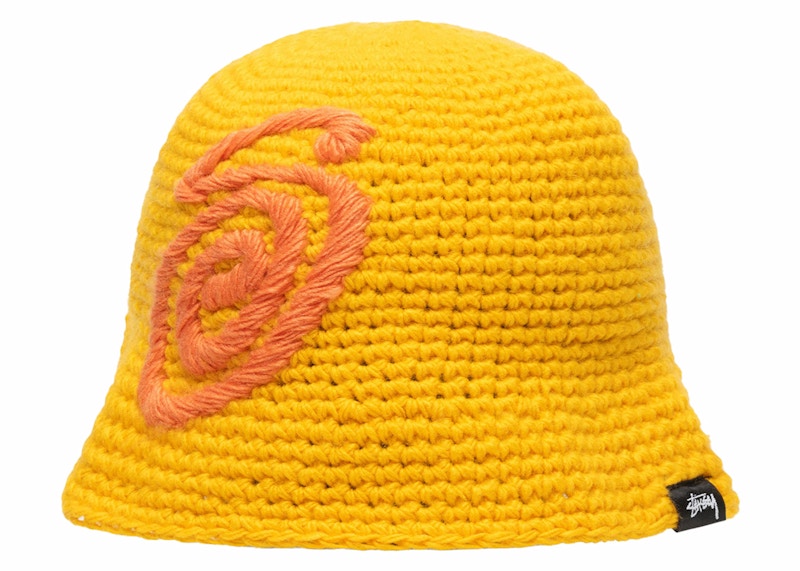Stussy Swirly S Knit Bucket Hat Yellow