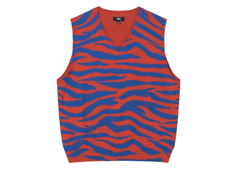 Stussy Tiger Printed Sweater Vest Red