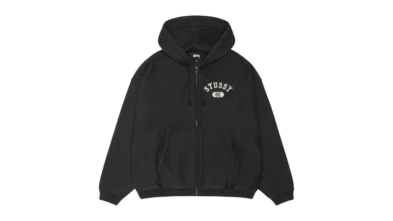 Stussy Varsity Zip Hoodie Washed Black
