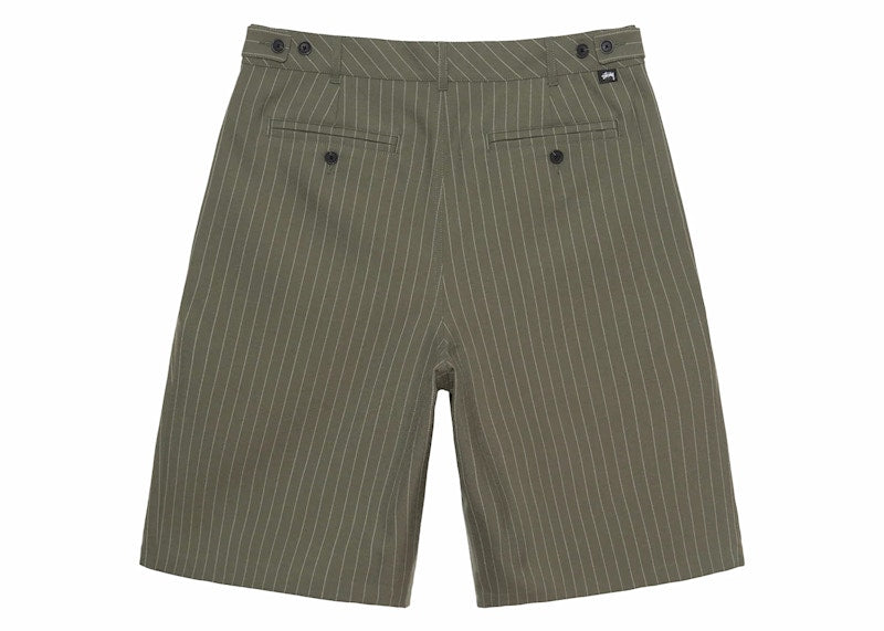Stussy Volume Pleated Stripe Short Olive