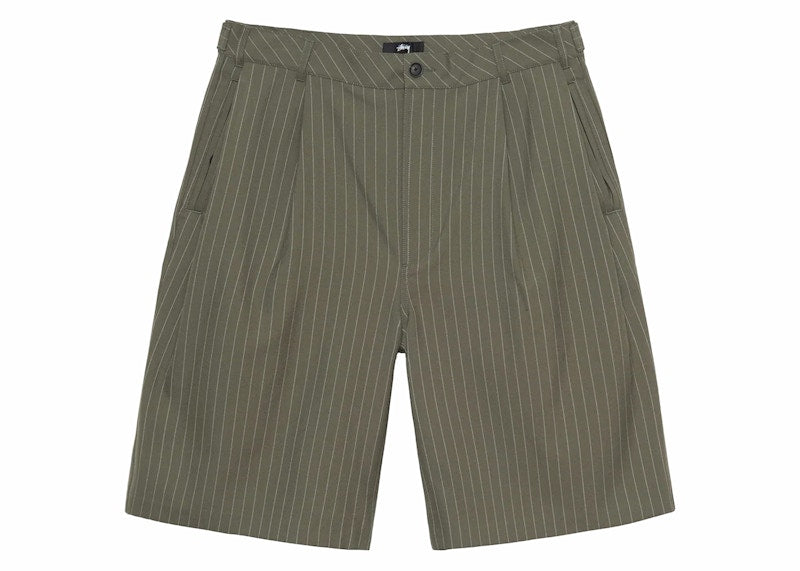 Stussy Volume Pleated Stripe Short Olive